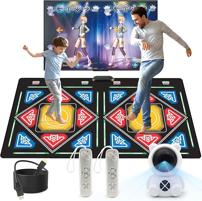 Dance Mat, Electronic Dance Mat for TV with HD Camera, Wireless Double User Dance Mat with Game Controller, Non-Slip Dance Pad for Kids Adults, Christmas Birthday Gifts for Girls Boys