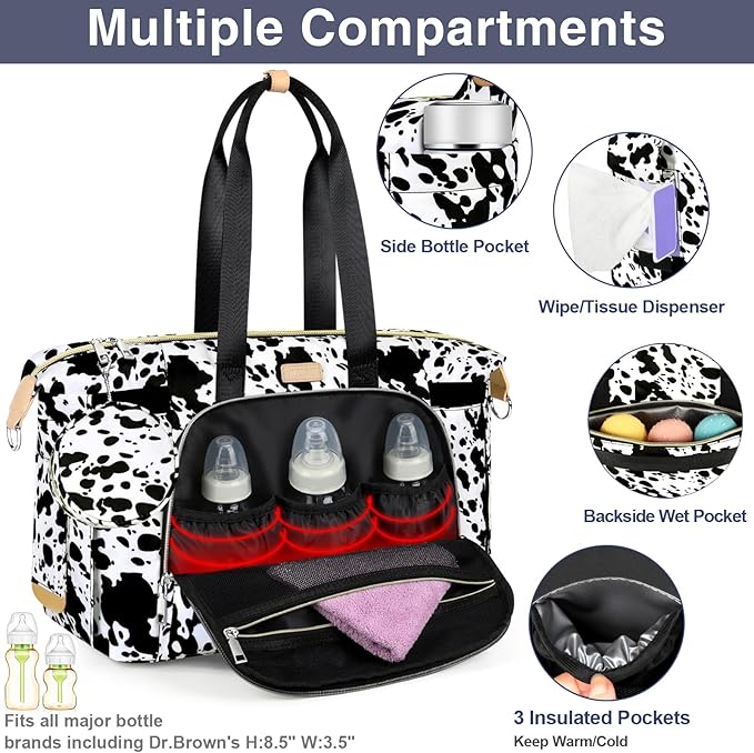 ITIEZY Diaper Bag Tote for Baby - Large Mommy Bag with Portable Changing Pad Pacifier Case, Hospital Bags Travel Baby Bag