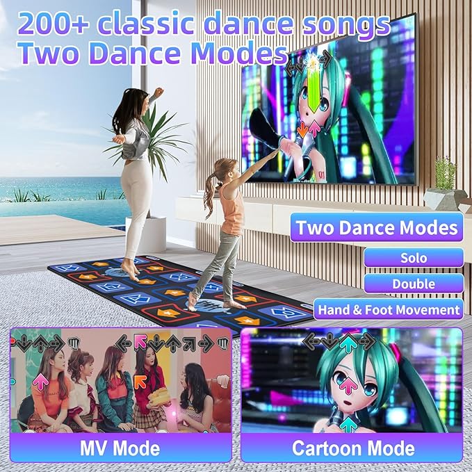 Dance Mat for Adults and Kids - Plug and Play TV Electronic Dance Mat Game, Wireless Dance Pad, Fun Dance Fitness Games for Kids, Christmas and Boys and Girls Birthday Gift Ideas, Blue