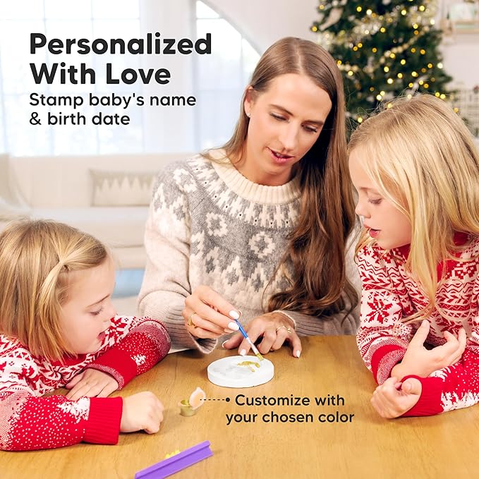 Baby Hand and Footprint Kit Girls, Boys - Personalized Baby Footprint Ornament Kit, Newborn Keepsake Gifts for New Mom, Easy to Use Handprint Makers, Cute Shower Gifts (Dove, Multi-Colored)