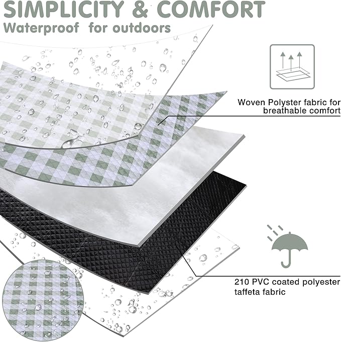 Extra Large Picnic Blanket 80''x 60'' Picnic Mat Waterproof Sand Proof Foldable for Beach, 5-Layer Outdoor Blanket for 6 to 8 Adults,Camping Lawn Hiking Travel Park Music Festival Wedding Mats(Green)