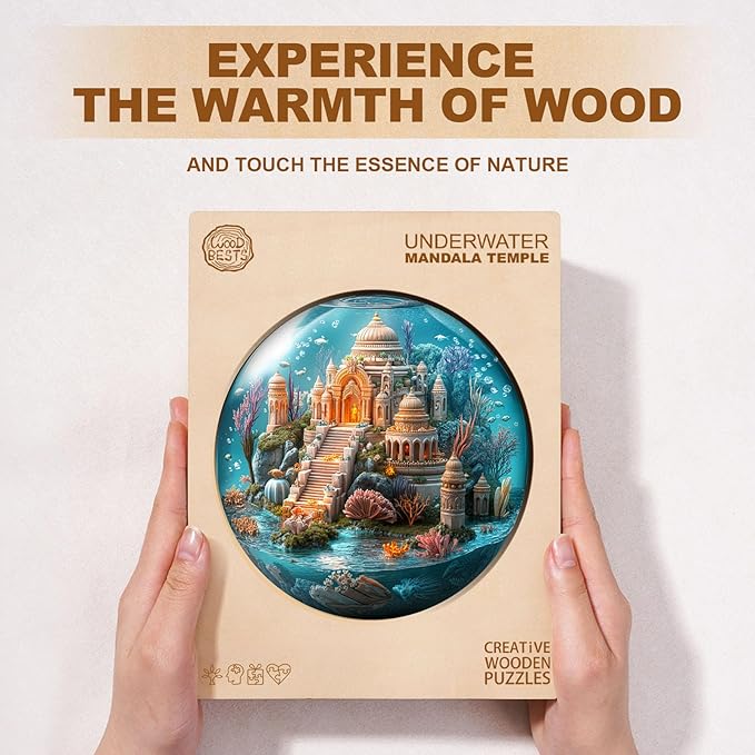Jigfoxy Wooden Puzzles for Adults, Indian Temple Sanctua Wood Puzzles Adult, Unique Animal Shape Wooden Jigsaw Puzzles for Adults, Birthday Gifts for Puzzle Lovers, Family, Friend (S-8.5*8.5in-100pcs)