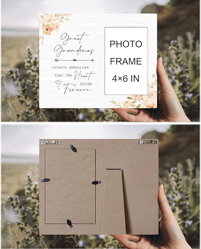 Great Grandma Picture Frame - Great Grandma Gifts from Grandkids, Sympathy Gifts for Loss of Great Grandma, Great Grandma Memorial Wooden Frame for Tabletop or Wall Hanging 4x6 Photo