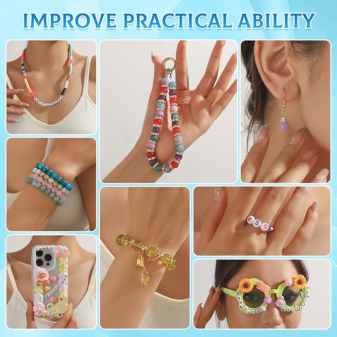 1400pcs Letter Beads, 4x7 mm Acrylic Alphabet Beads, Beads for Jewelry and Bracelet Making, in 28 Grid Box (White and Gold)