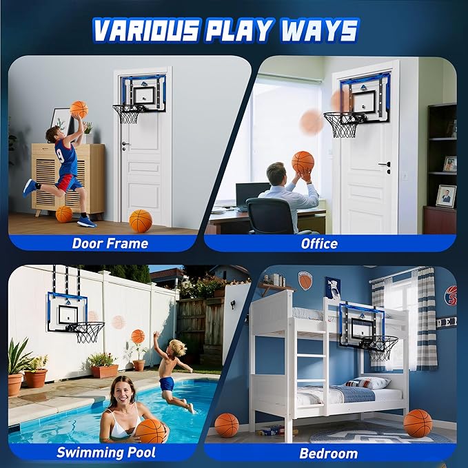 Kids Indoor Basketball Hoop with Scoreboard & Timer,Toddler Adjustable Height Basketball Goal Toy for Outdoor Backyard,Sports Game Play
