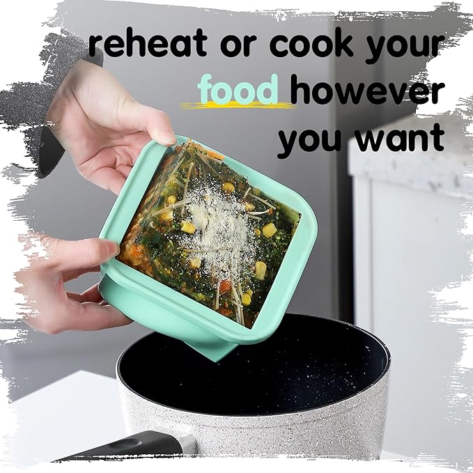 2-Cup Silicone Freezer Trays with Lids – Perfect for Meal Prep, Portion Control, and Easy Freezing-Meal Prep Container Molds for Soup,Leftovers (Bondi Mint, 2 Pack)