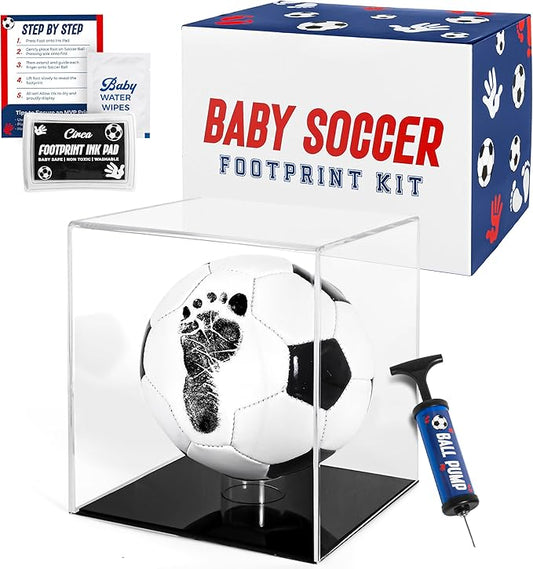 Circa Print Baby Soccer Ball Handprint Kit, Ink Pad for Hand and Footprints - Unique Keepsake for Dads, Baby Shower Present for Moms, Newborn Gift