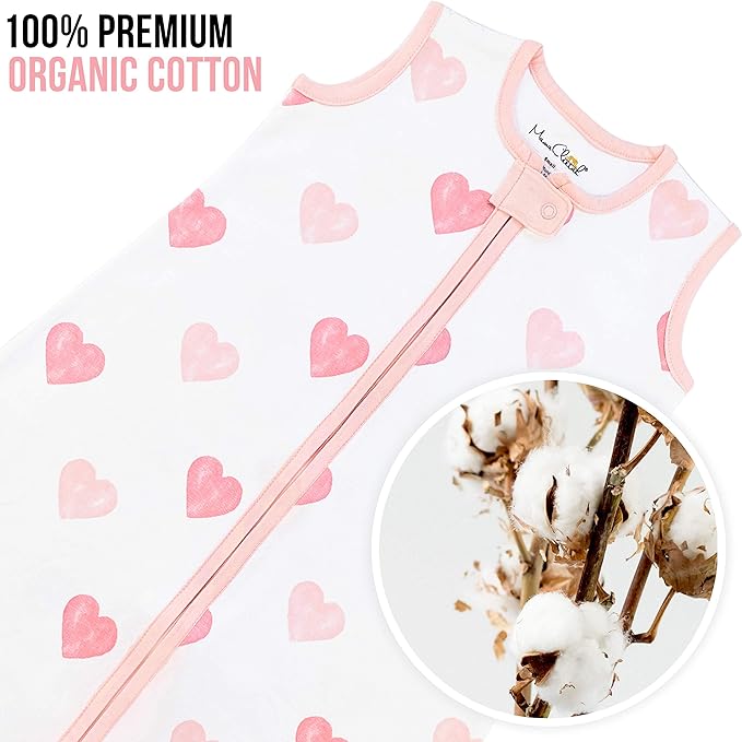 Baby Sleep Sack 1.0 TOG, Organic Cotton Baby Wearable Blanket with Two-Way Zipper, Swaddle Transition Baby Sleeping Bag, All-Season Sleep Sack for Newborn Infant Toddler Boy Girl