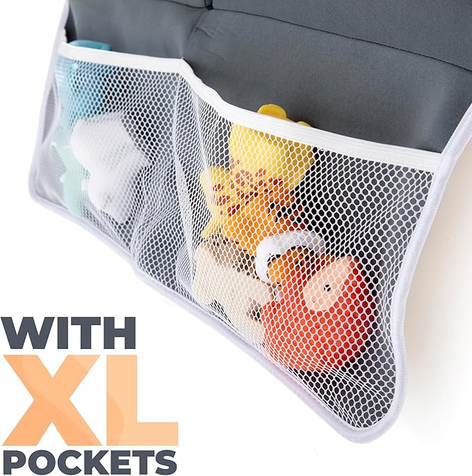 Baby Bath Kneeler and Elbow Rest Pad Set Made of Neoprene & Foam - Non Slip Cushioned Bath Kneeling Pad for Bathing Baby with XL Compartments for Bath Toy Storage for Tub