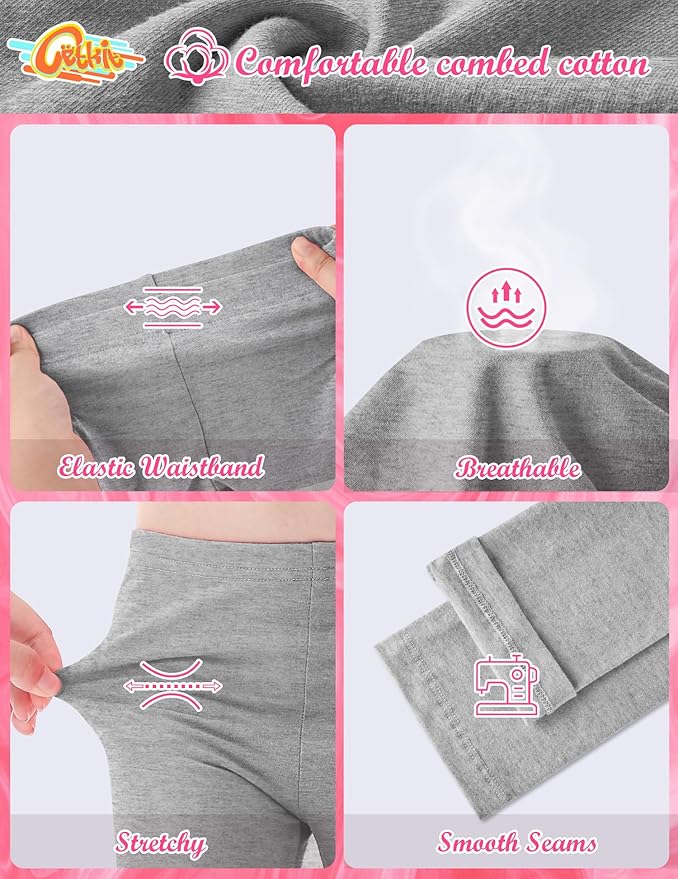 Girls Leggings Cotton Leggings for Toddler Footless Girls Pants Stretchy Baby Girl's Pants Infant Basic Leggings Size 6M -14Y
