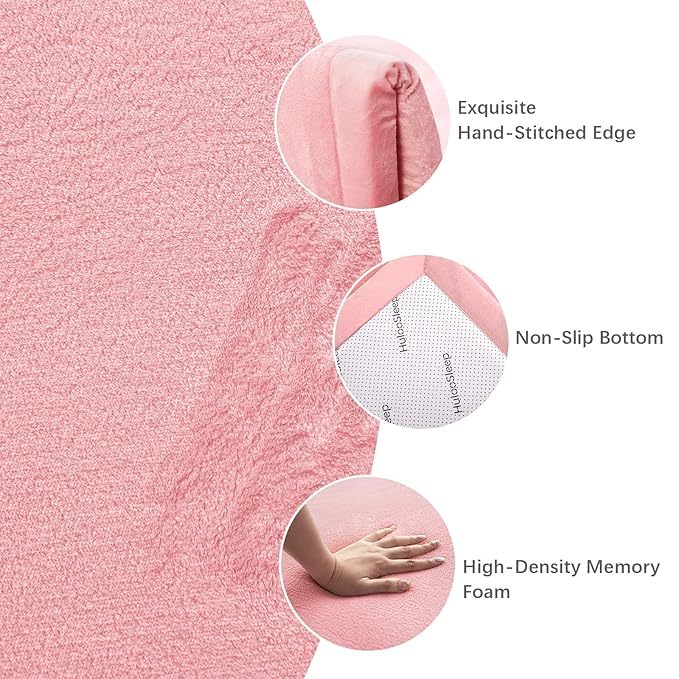 Baby Play Mat for Floor,1.3" Thick Memory Foam Tummy Time Mat for Toddlers,Infants,Kids,Soft Coral Velvet,Extra Large Non Slip for Crawling,Yoga,Tatami Style for Living Room(Pink)