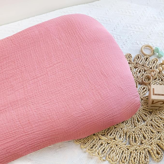 Hooyax Muslin Baby Lounger Cover Soft Organic Cotton Slipcover Fits Newborn Lounger for Baby Boys and Girls (Flesh Pink)