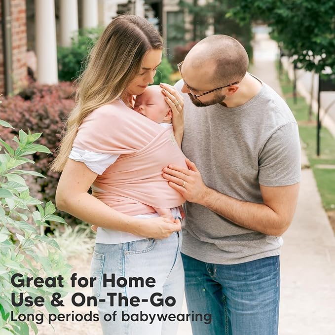 KeaBabies Baby Wrap Carrier - All in 1 Original Baby Carrier Newborn to Toddler Sling, Easy to Wear, Hands Free Bonding, Lightweight, Breathable Infant Wraps (Dusty Pink)