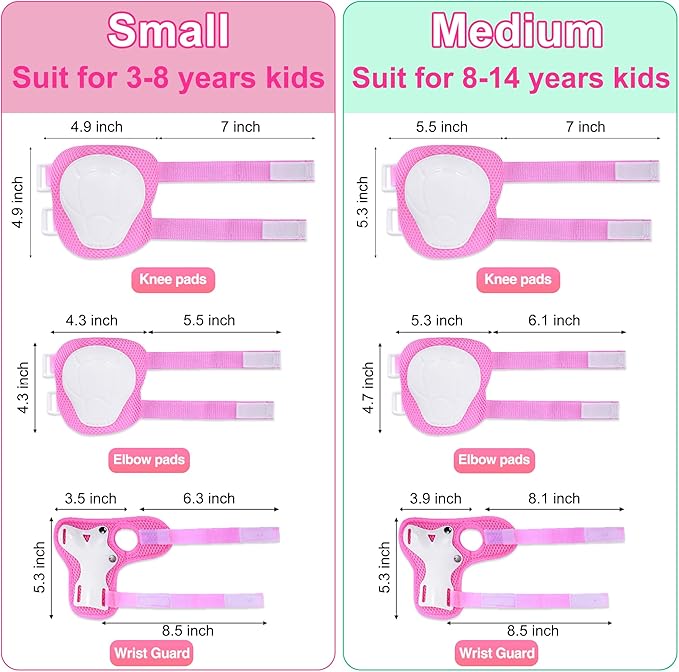 Kids Bike Helmet with DIY Stickers and Knee Pads Elbow Pads Wrist Guard Set for Ages 3-8-14 Toddler Boys Girls Helmet for Roller Skates Cycling Skateboarding Bicycle Scooter