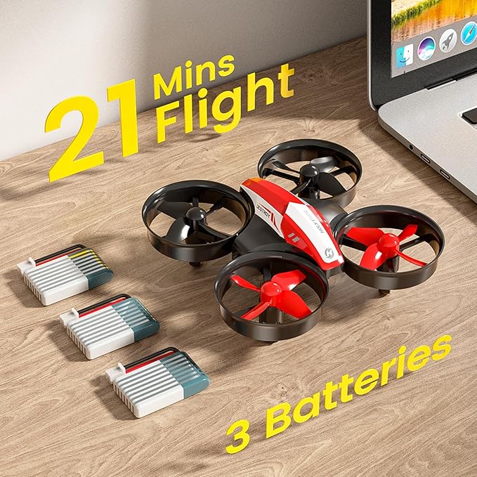 Holy Stone Mini Drone for Kids and Beginners RC Nano Quadcopter Indoor Small Helicopter Plane with Auto Hovering, 3D Flips, Headless Mode and 3 Batteries, Great Gift Toy for Boys and Girls, HS210 Red