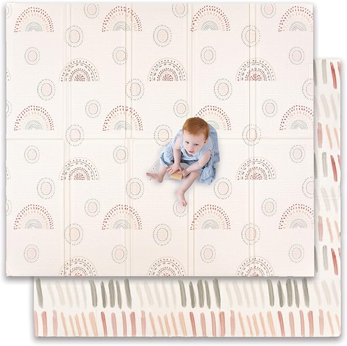 JumpOff Jo - Extra Large Waterproof Foam Padded Play Mat for Infants, Babies, Toddlers, Play Pens & Tummy Time, Foldable Activity Mat, 77 x 70 x 0.6 inches