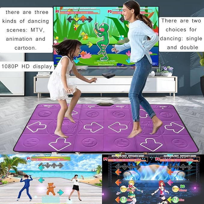 Dance Mat for Kids and Adults, Double User Wireless Dance Pad Game for TV, Exercise Dancing Mat for Family Games,Gifts Ideas for Girls and Boys
