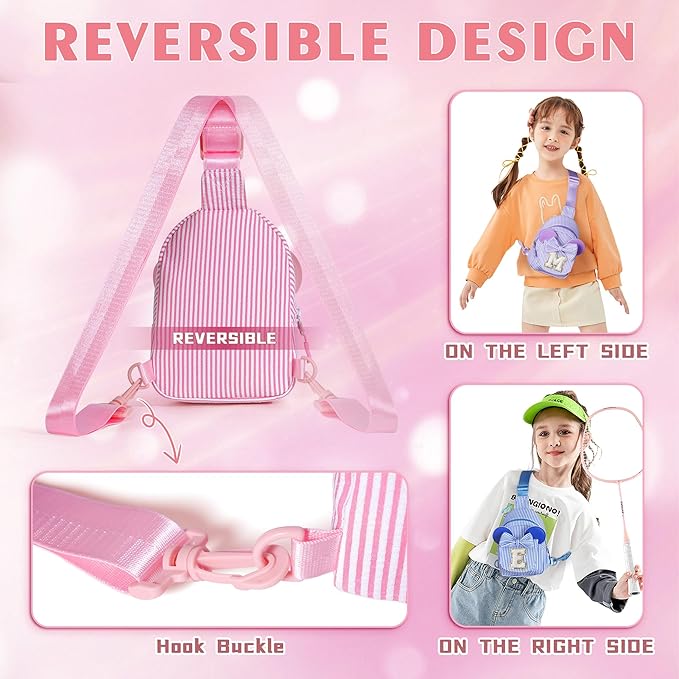 Gifts for Girls, Girls Birthday Gift Girl Gift Trendy Stuff | Purple Letter Small Sling Bags for Little Girl Kids Cross Body Belt Bag Sling Bag Birthday Gifts for Sister Daughter (Purple I)