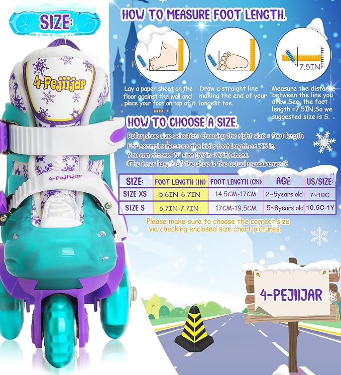 Adjustable Roller Skates for Kids Girls Ladies with Light Up Flash LED Wheels(Age 3-9),Three-Point Type Balance,Gift Box Packing for Toddlers,Children