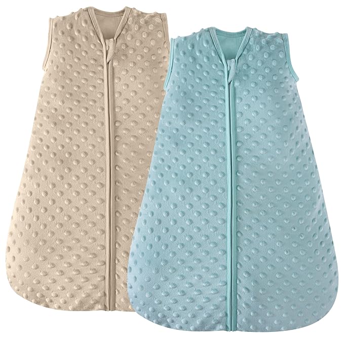 JELLYMONI Fleece Baby Sleep Sack 6-12 Months, 1.5 Tog Warm Winter Baby Wearable Blanket with Plush Dots and 2-Way Zipper, Cotton Toddler Sleep Sack