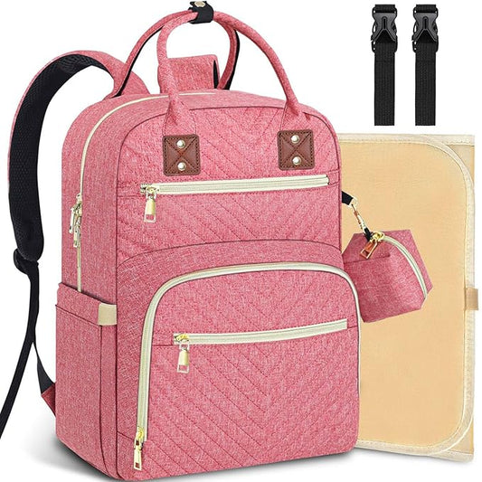 Baby Diaper Bag Backpack, Travel Diaper Bags for Babys Girl Boy Large Capacity Baby Bag Backpack for Women Pink