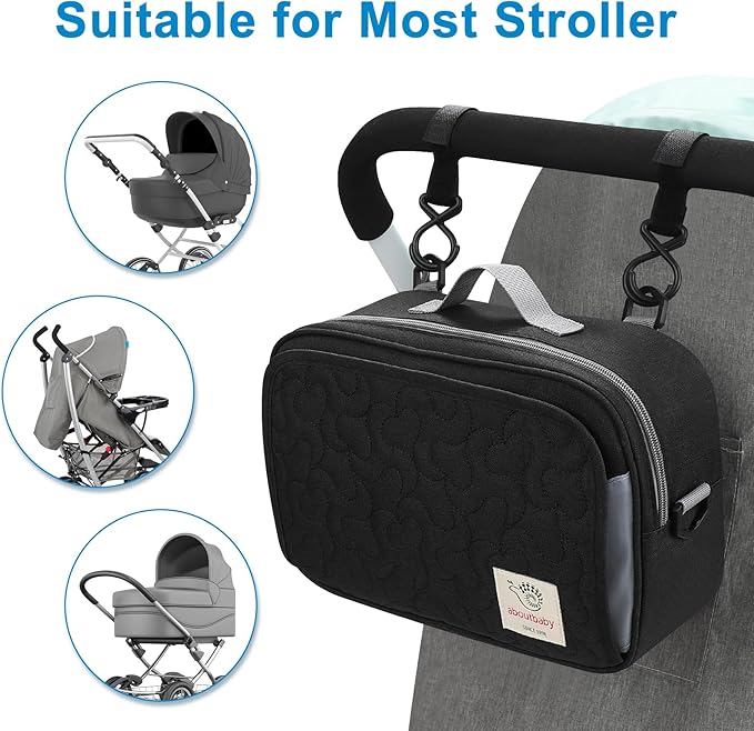 Accmor Stroller Organizer, Universal Stroller Organizer with Insulated Cup Holder Pocket, Dual Purpose Large Capacity Stroller Bag Caddy, Stroller Accessories Fits for Uppababy, Doona, Nuna Strollers