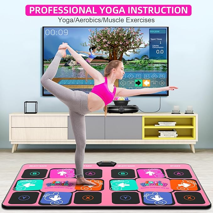 FWFX Dance Mat for Kids & Adults, Wireless Electronic Music Dancing Game for TV, 2-Player Video Game, Active Indoor Games for Family Parties & Basement Fun - Birthday for Boys, Girls