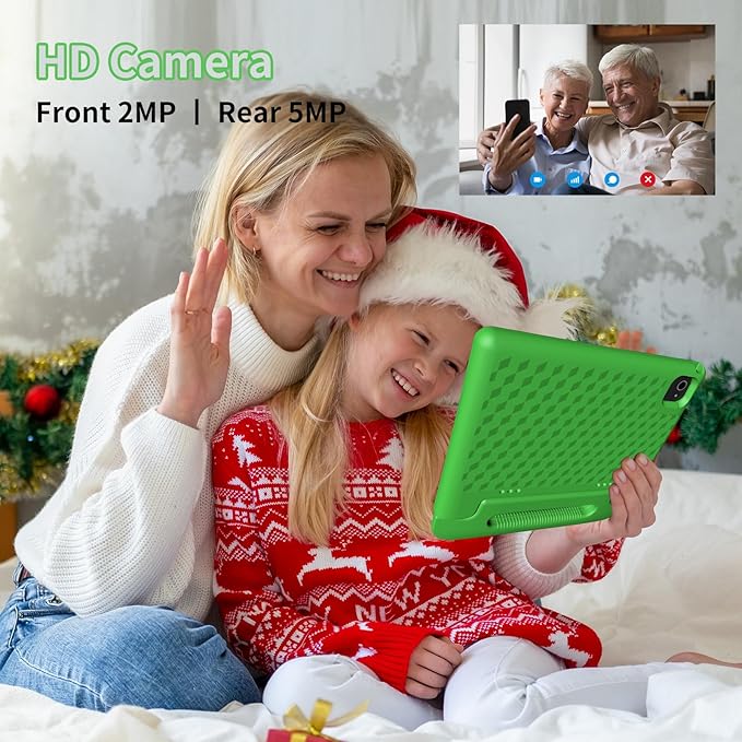 Kids Tablet, 10.1 Inch Tablet for Kids Android 14, 64GB Octa-Core, WiFi, Big Battery, Kids Space, Parental Control 1280 * 800 HD Display Children Tablets Green