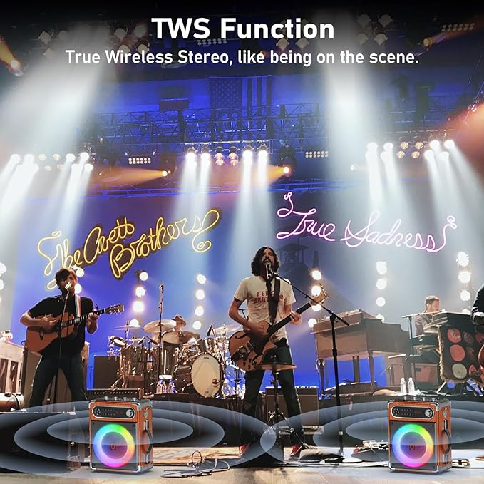 Karaoke Machine with 2 Wireless Microphones,【Upgraded 6.5"Woofer & 2"Tweeter】Portable Bluetooth 5.3 Karaoke Speaker, PA System with Bass/Treble/Echo Adjustment, Supports USB/AUX/TF/TWS for Home Party