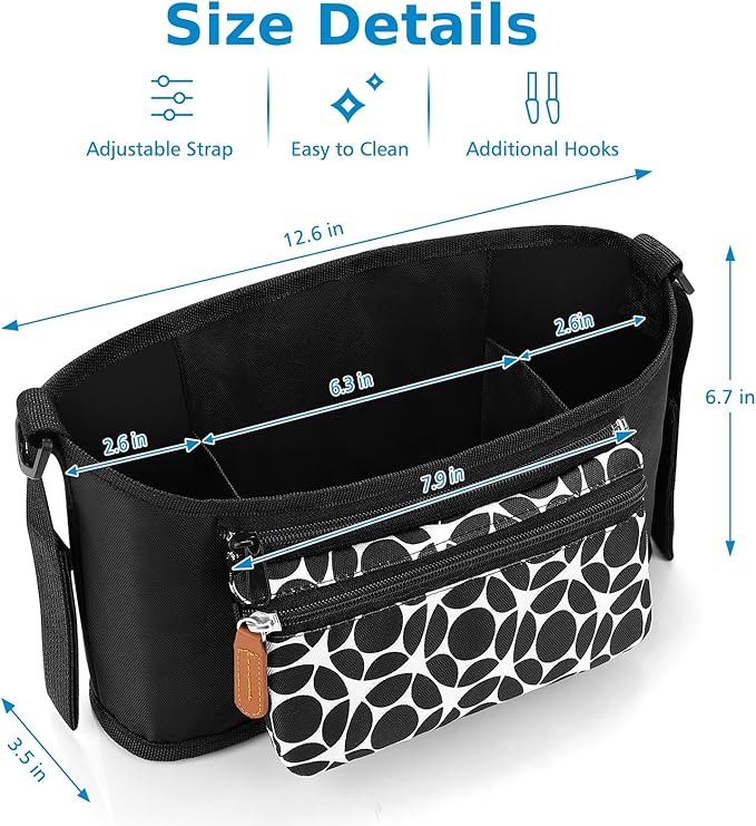 Accmor Universal Stroller Organizer with Detachable Phone Bag, Stroller Bag Caddy Organizer Stroller Accessories for Uppababy, Baby Jogger, Nuna, Doona, Britax Strollers