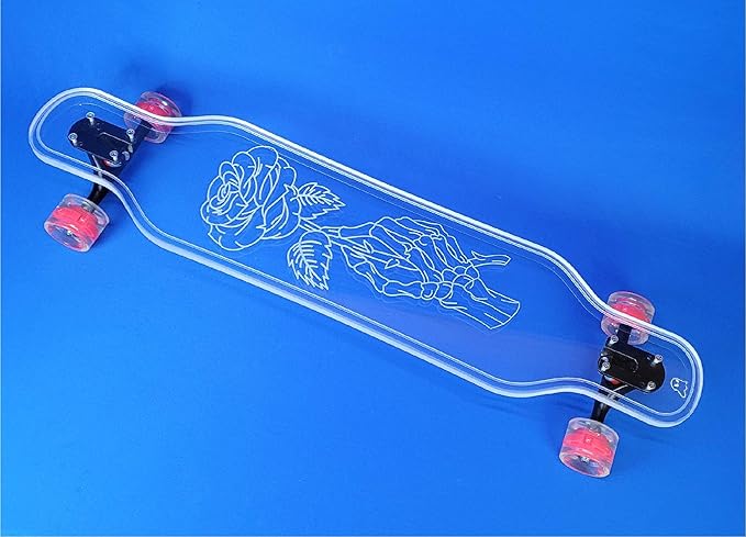 Clear Longboard Skateboard - Transparent Acrylic Long Boards with Light-Up LED Wheels for Smooth Rides - Ride The Streets in Style with Longboard Built for Beginners & Pros Alike