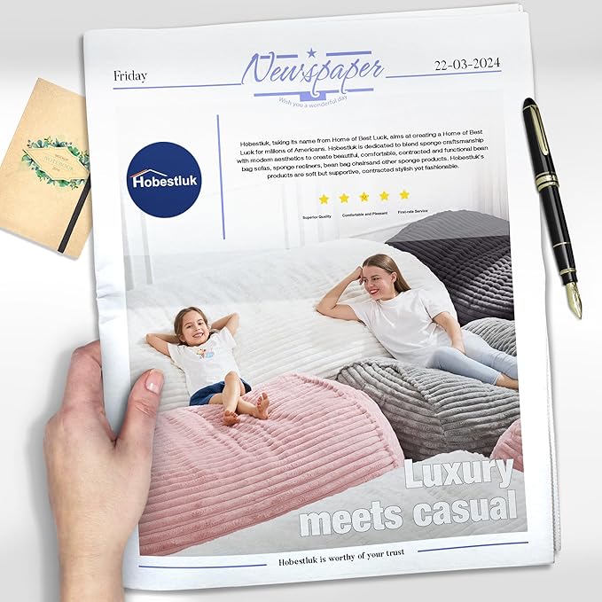 Hobestluk 3FT Bean Bag Chairs Adult Bean Bag with Portable Handle Comfy Large Bean Bag Chair with Removable Cover for Living Room Bedroom or Reading Nook (Stripe Dark Grey, 3FT)