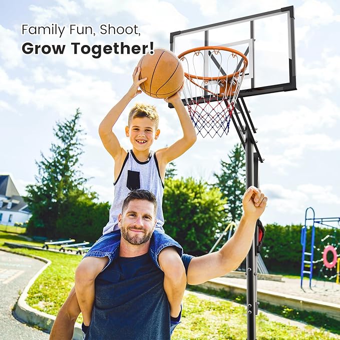 Basketball Hoop Outdoor, 8.5ft Height Adjustable Portable Hoops & Goals with HDPE Backboard and Wheels for Kids/Teens/Adults Backyard, Outdoor, Driveway