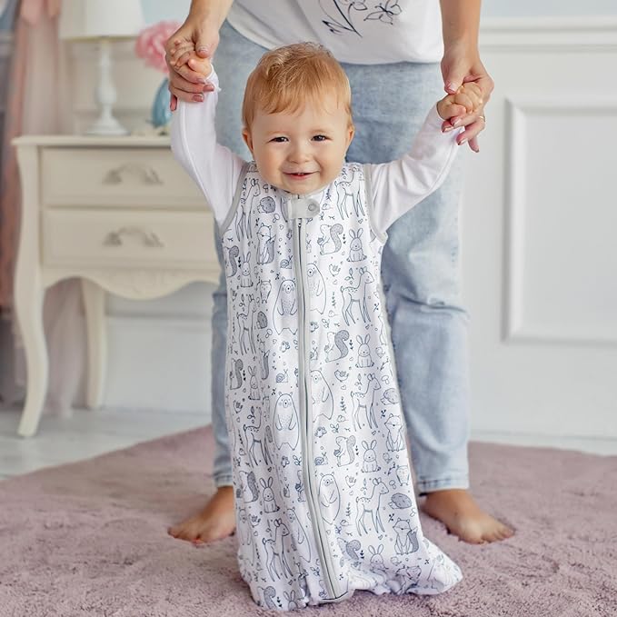 Baby Sleep Sack 1.0 TOG, Organic Cotton Baby Wearable Blanket with Two-Way Zipper, Swaddle Transition Baby Sleeping Bag, All-Season Sleep Sack for Newborn Infant Toddler Boy Girl, 24-48 Months, 1-Pack