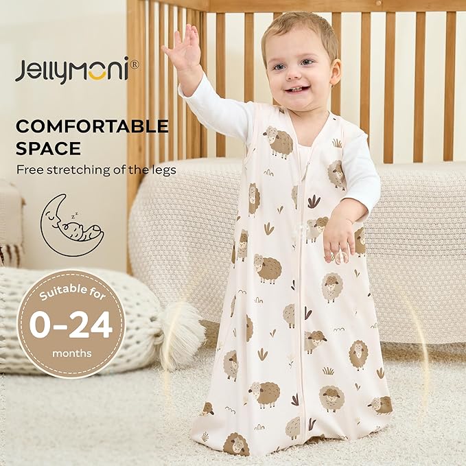JELLYMONI Baby Sleep Sack 0-6 Months, 100% Cotton 3 Pack 0.5 TOG Baby Wearable Blanket Infant Sleep Sack with 2-Way Zipper Newborn Sleep Sacks