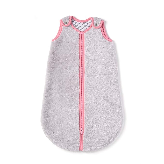 baby deedee Sleep Nest Teddy Baby Sleeping Bag, Gray Bubble Gum, Small (0-6 Month) (168)
