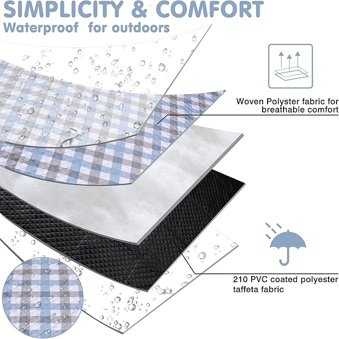 Extra Large Picnic Blanket 80''x 80'' Waterproof Foldable Picnic Mat for Beach, 5-Layer Outdoor Blanket for 6 to 8 Adults,Camping Grass Lawn Park Accessories Couple Park Wedding Registry(Blue Gray)