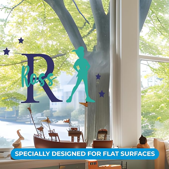 CRYPTONITE Personalized Name & Initial Tinkerbell Vinyl Wall Decals - Baby Girl Bedroom Decor - Fairy & Princess Wall Decals (B. Peter Pan)