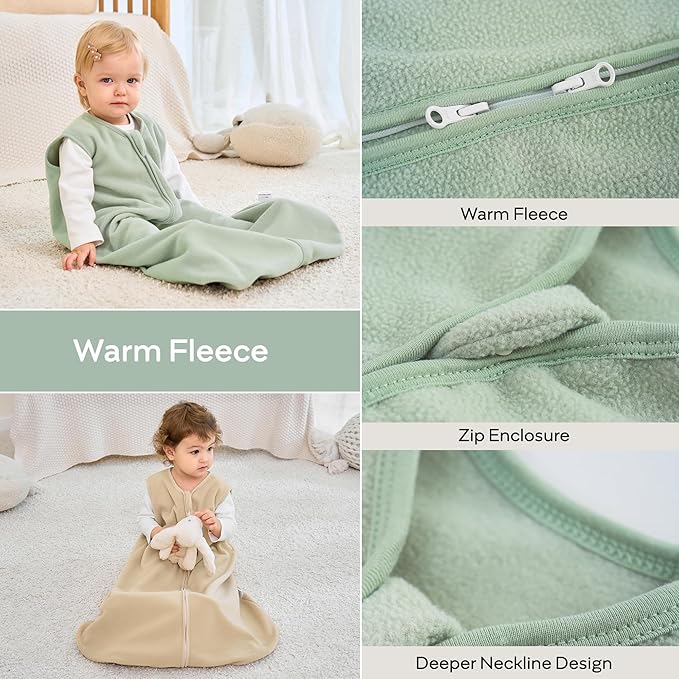 JELLYMONI Fleece Baby Sleep Sack 6-12 Months, 2 Pack 1.5 TOG Baby Wearable Blanket Winter Infant Sleeping sack with 2-Way Zipper, Warm Toddler Sleep Sack