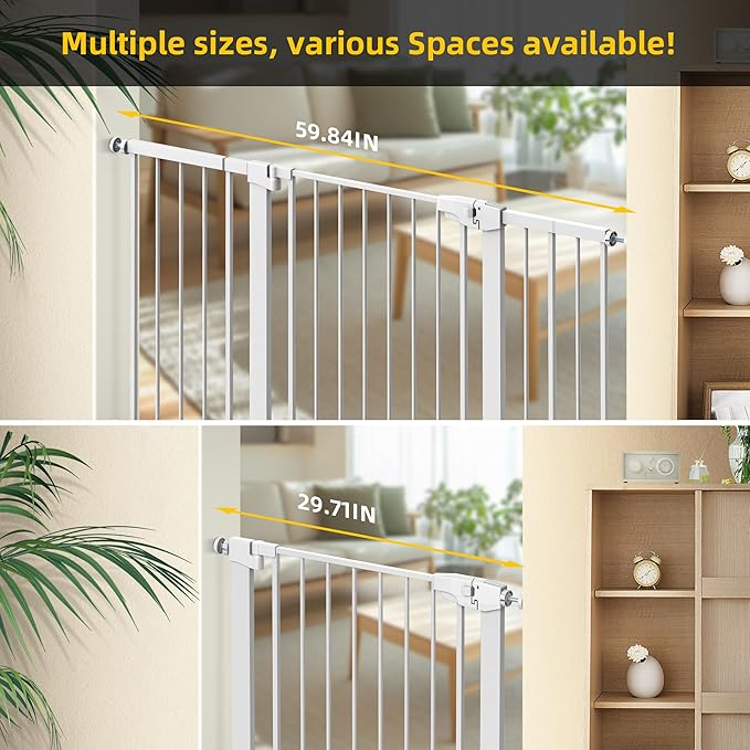 Easy Step Walk-Thru Baby Gate – Adjustable Safety Gate for Babies & Pets, Pressure Mount Kit, Includes Wall Cups & Extensions – 29.7 to 59.8W x 30.5H inches, CPC Certified