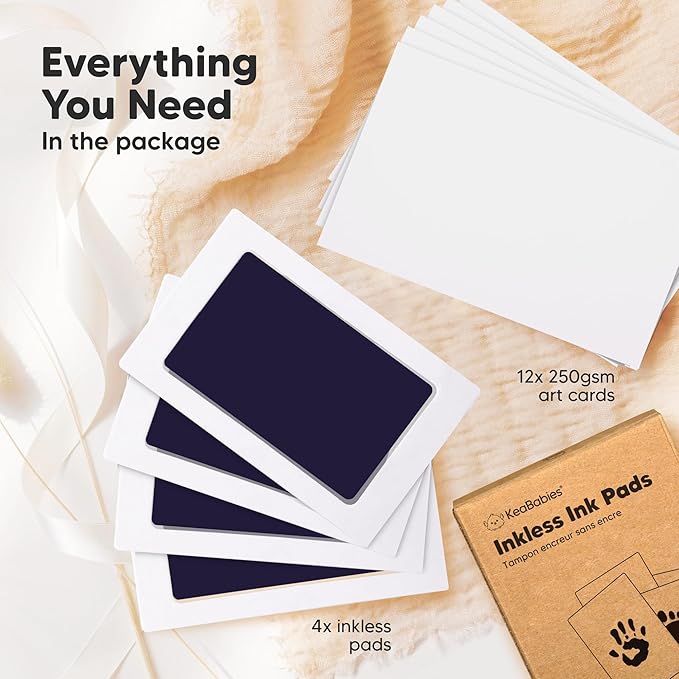 4-Pack Inkless Baby Hand and Footprint Kit - Mess Free Ink Pad for Newborn Keepsake, Dog Nose & Paw Print Kit, Clean Touch Ink Pad for Baby Hand & Footprints, Ideal New Mom Gifts (Twilight)