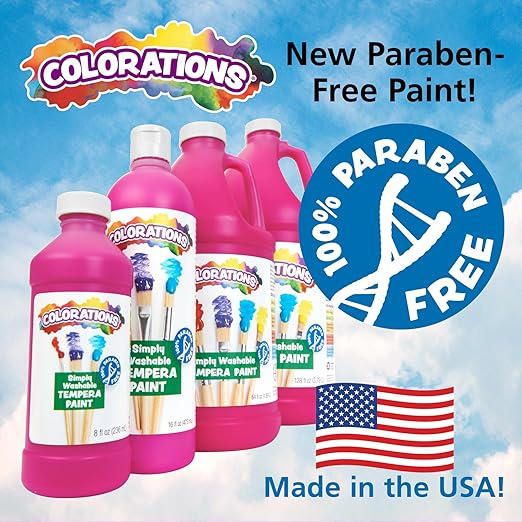Colorations Paraben-Free Simply Tempera Paint for Kids - Set of 11 Gallons, Vibrant Poster and Classroom Paint, Made in United States, Non-Toxic, Arts and Crafts Supplies