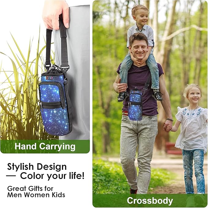 icolor Water Bottle Carrier Bag with Strap 25/32/40 oz Crossbody Bottle Holder with Phone Pocket Sling Sleeve Insulated Neoprene Water Bottle Pouch for Walking Travelling