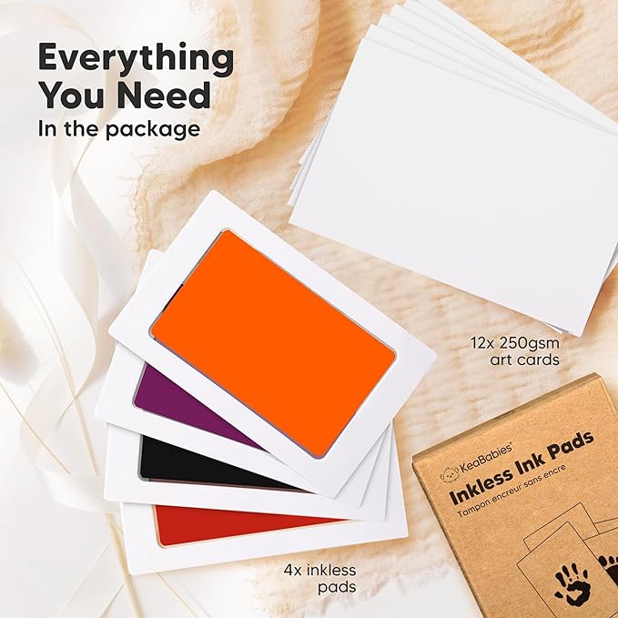 4-Pack Inkless Baby Hand and Footprint Kit - Mess Free Ink Pad for Newborn Keepsake, Dog Nose & Paw Print Kit, Clean Touch Ink Pad for Baby Hand & Footprints, Ideal New Mom Gifts (Halloween)