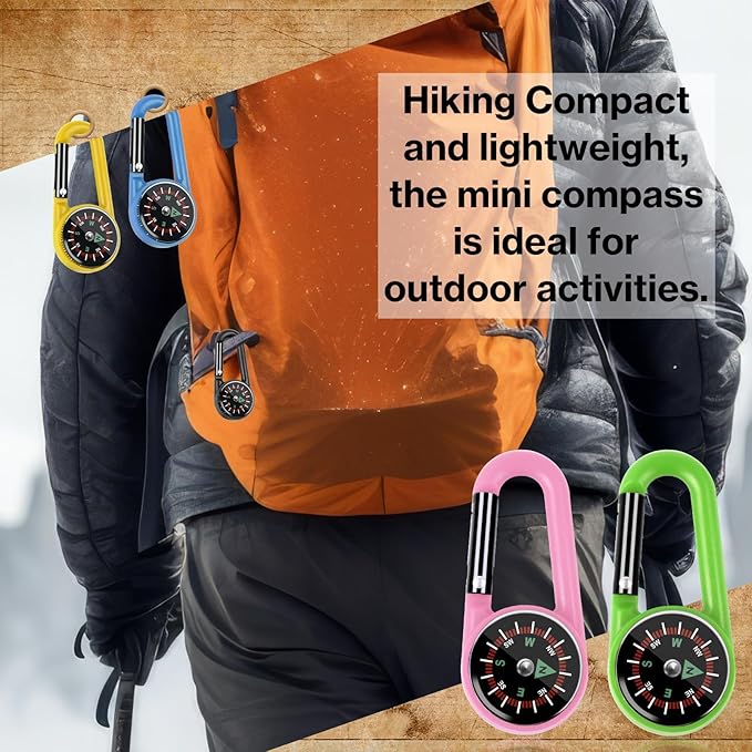 12 Pcs Mini Compass Keychain for Kids Bulk, Small Pocket Magnetic Compass Survival Hiking for Outdoor Survival Camping Party Backpacking Accessory
