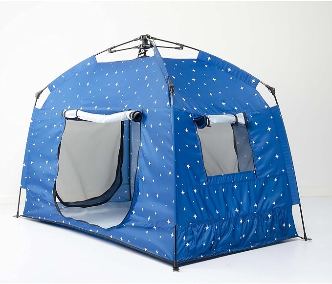 Kids Play Tent-Portable Playhouse Children House -Easy Set up Indoor Outdoor with Carry Bag for Kids-Light Strip Design for Night Use with Starry Fabric - Space for Children and Parents-Birthday