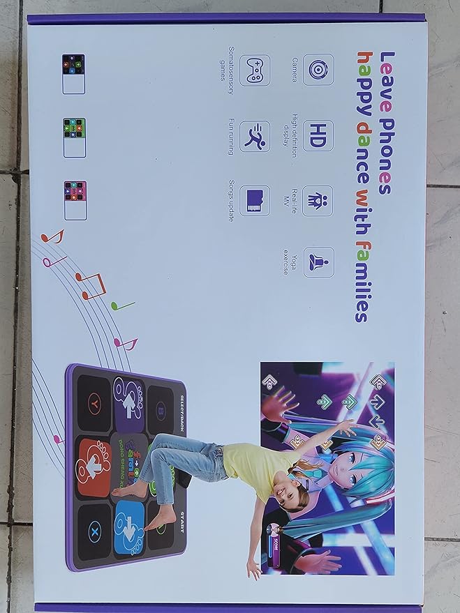 Eletrionic Dance Mat for TV with HD Camera, Non-Slip Dance Pad for Girls Boys, Dance Game Mat Xmas B-Day Gifts for Kids Adults (Purple)