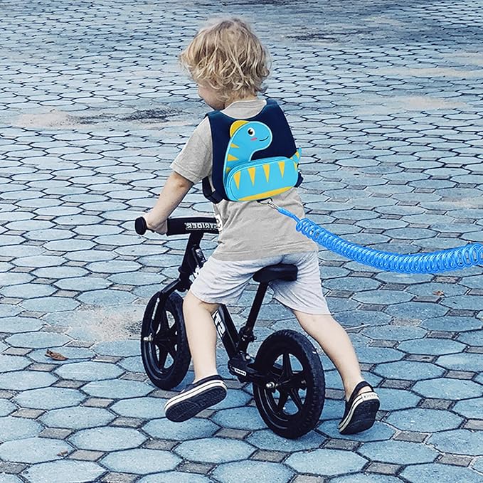 Accmor Toddler Harness with Leash, Cute Dinosaur Kids Leashes + Anti Lost Wrist Link, Children Walking Harnesses Tether Restraint Belt, Keep Child Close Hand Strap for Baby Boys Girls Outdoor Travel