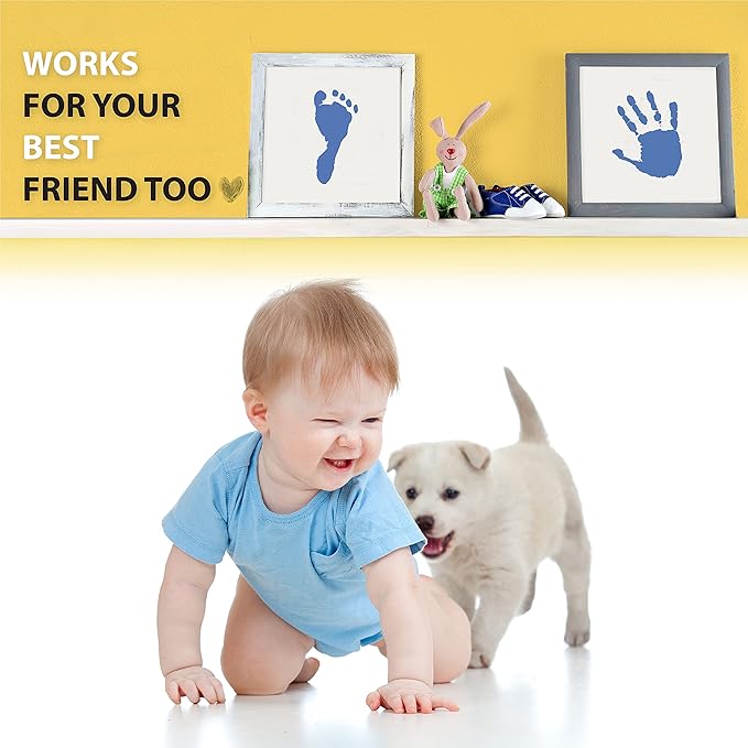 Extra Large Clean Touch Ink Pad for Baby Handprints and Footprints – Inkless Infant Hand & Foot Stamp – Safe for Babies, Doesn’t Touch Skin – Perfect Family Memory or Gift by Tiny Gifts, Blue