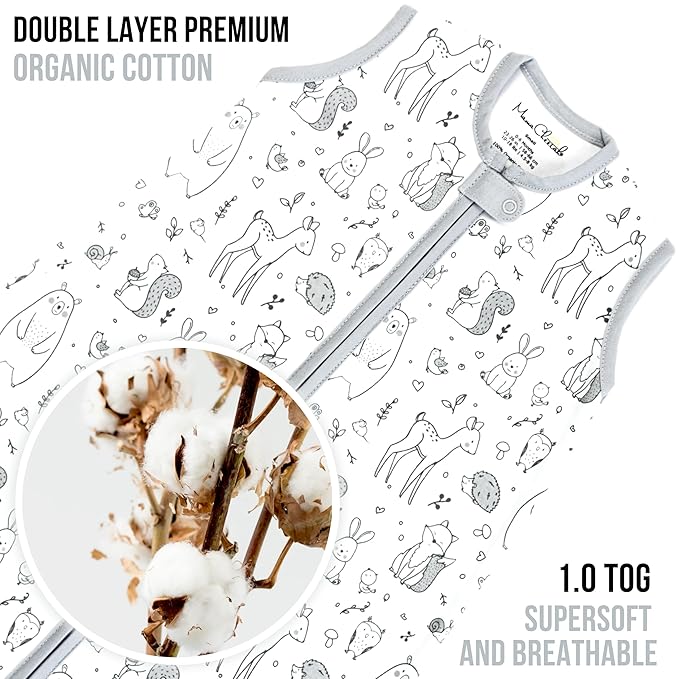 Baby Sleep Sack 1.0 TOG, Organic Cotton Baby Wearable Blanket with Two-Way Zipper, Swaddle Transition Baby Sleeping Bag, All-Season Sleep Sack for Newborn Infant Toddler Boy Girl, 2-Pack, 18-24 Month